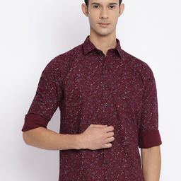 Cantabil Men Maroon Printed Cotton Casual Shirt-image-43