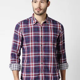 Pepe Jeans Men Navy Blue Tartan Checks Checked Casual Shirt-image-72
