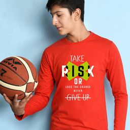 NUSYL Boys Red Typography Printed T-shirt-image-18