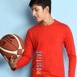 NUSYL Boys Red Typography T-shirt-image-8