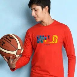NUSYL Boys Red Typography T-shirt-image-38