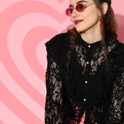 Athena Stylish Black Solid Lace Shirt-picture-24