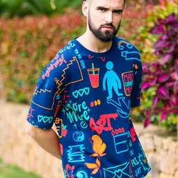 Stormborn Graphic Printed Drop-Shoulder Sleeves Oversized Pure Cotton Casual T-Shirt-picture-22