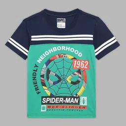 Blue Giraffe Boys Multicoloured Spider-Man Printed T-shirt-image-10