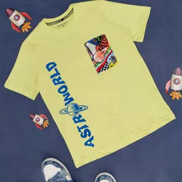 Pantaloons Junior Boys Typography Printed Applique Cotton T-shirt-image-60