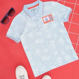 Pantaloons Junior Boys Graphic Printed Polo Collar Short Sleeves Cotton T-shirt-picture-37