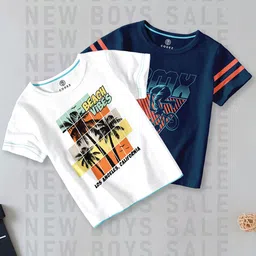CODEZ Boys Pack Of 2 Graphic Printed Cotton T-shirts-image-26