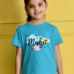 NUSYL Girls Typography Printed Round Neck T-shirt-image-75