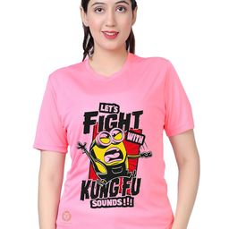 TAJNAN Women Typography Printed V-Neck Applique T-shirt-image-82