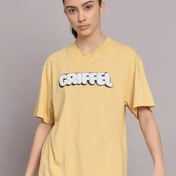 GRIFFEL Typography Printed Drop Shoulder Sleeves Cotton Oversized T-shirt-image-23