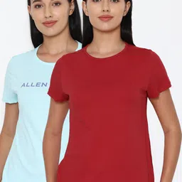 Allen Solly Woman Red & Blue Pack Of 2 T-shirts-image-63