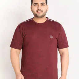 CHKOKKO Men Dry Fit Round Neck Solid Plus Size T-shirt-image-24