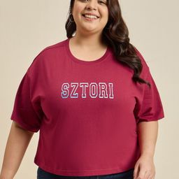 Sztori Women Typography Drop-Shoulder Sleeves Applique T-shirt-image-71