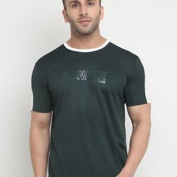 PERFKT-U Men Green Typography Printed Applique T-shirt-image-40