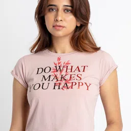 Status Quo Women Typography Printed Round Neck Regular Sleeves Cotton Crop T-shirt-image-85