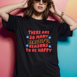Slenor Typography Printed Drop Shoulder Sleeves Pure Cotton Oversized T-shirt-picture-8