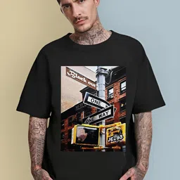 CHKOKKO  Graphic Printed Short Sleeves Round Neck Oversized Cotton T-shirt-image-15