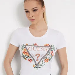 GUESS Women Typography Printed Round Neck Cotton T-shirt-picture-18