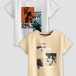 CODEZ Boys Pack Of 2 Typography Printed Cotton T-Shirt-image-99