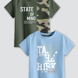 CODEZ Boys Pack Of 2 Typography Printed Cotton Regular Fit T-shirts-68