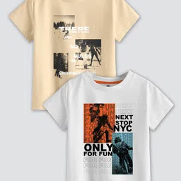 CODEZ Boys Pack Of 2 Printed Cotton T-shirts-image-63