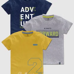 CODEZ Boys Pack Of 3 Typography Printed Cotton T-shirt-11