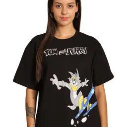 TOM AND JERRY by Dreambe Women Printed Applique T-shirt-image-5