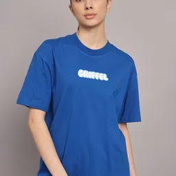 GRIFFEL Typography Printed Drop Shoulder Sleeves Cotton Oversized T-shirt-image-27