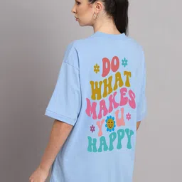 Imsa Moda Typography Printed Drop-Shoulder Sleeves Oversized Cotton T-shirt-image-7