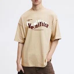 MISCHIEF MONKEY Typography Printed Cotton T-shirt-image-39