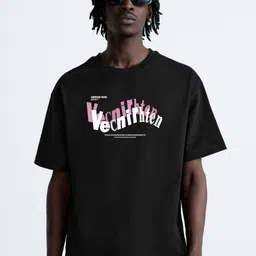 MISCHIEF MONKEY Men Typography Printed Applique T-shirt-image-42