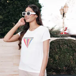 SPYKAR Women White Typography Printed Applique T-shirt-picture-31