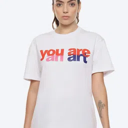 hummel Typography Printed Round Neck Cotton Oversized T-shirt-image-89