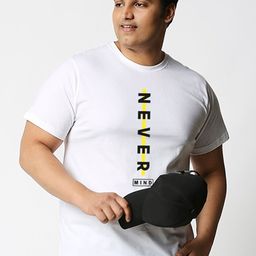 Bewakoof Plus Men White Typography Printed Cotton T-shirt-image-78