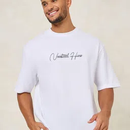 Styli Men Premium Textured Knit Embroidered Oversized Tee-image-62