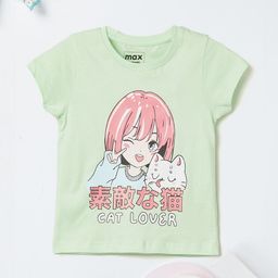 max Girls Typography Printed Applique T-shirt-image-29