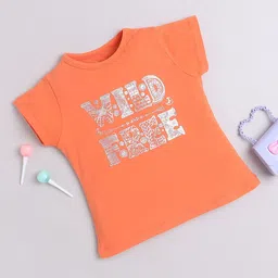 Yellow Apple Girls Typography Printed Cotton T-shirt-image-91