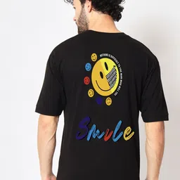 Imsa Moda Typography Printed Cotton Oversized Longline T-shirt-image-49