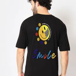 Imsa Moda Typography Printed Cotton Oversized Longline T-shirt-image-51