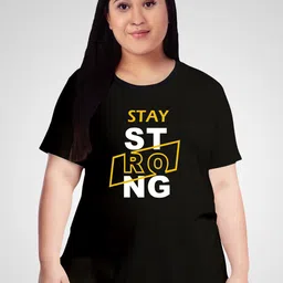 Pootlu Women Black Typography Printed T-shirt-image-35