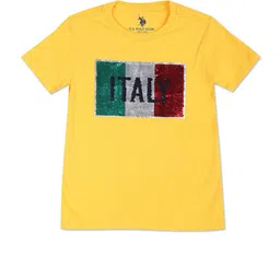U S Polo Assn Kids Boys Yellow Typography Printed Applique T-shirt-image-33