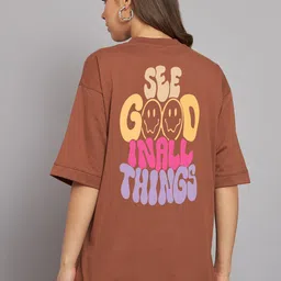 Imsa Moda Women Typography Printed Oversized Cotton T-shirt-image-18