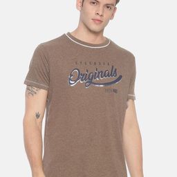 Steenbok Men Brown & Blue Brand Logo Printed T-shirt-image-48