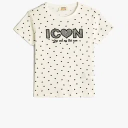 Koton Girls Conversational Printed Pure Cotton T-shirt-image-40