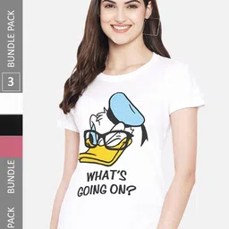 Fabflee Pack Of 3 Donald Duck Printed Cotton T-shirt-image-77