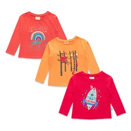 JusCubs Girls Pack Of 3 Printed Cotton T-shirt-image-96