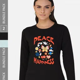 CHOZI Pack Of 2 Printed Cotton Casual T-shirt-image-97