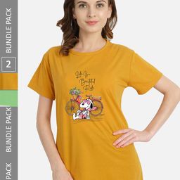 CHOZI Pack Of 2 Typography Printed Cotton T-shirt-image-116