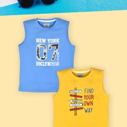 Lux Cozi Boys Blue Typography 2 Printed Applique T-shirt-image-38