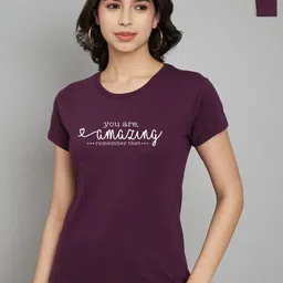 Trend Level Women Pack Of 2 Typography Printed Round Neck T-shirts-image-89